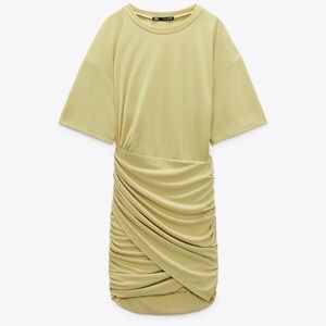 Zara Gold Ruched Sheath Dress for Work